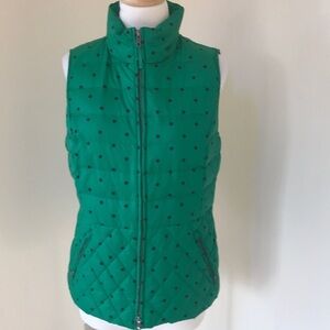 NWT! TALBOTS Size S green polka dot puffer vest